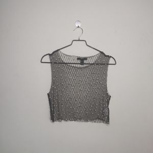 F21 Pearl embellished Crop Top